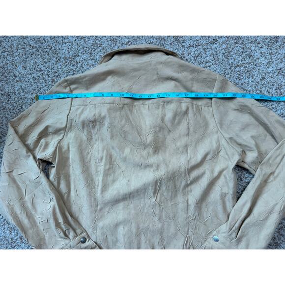 Coldwater Creek Designs Crinkle Tan Zip jacket/blazer; Lightweight; Size Large - Picture 7 of 10